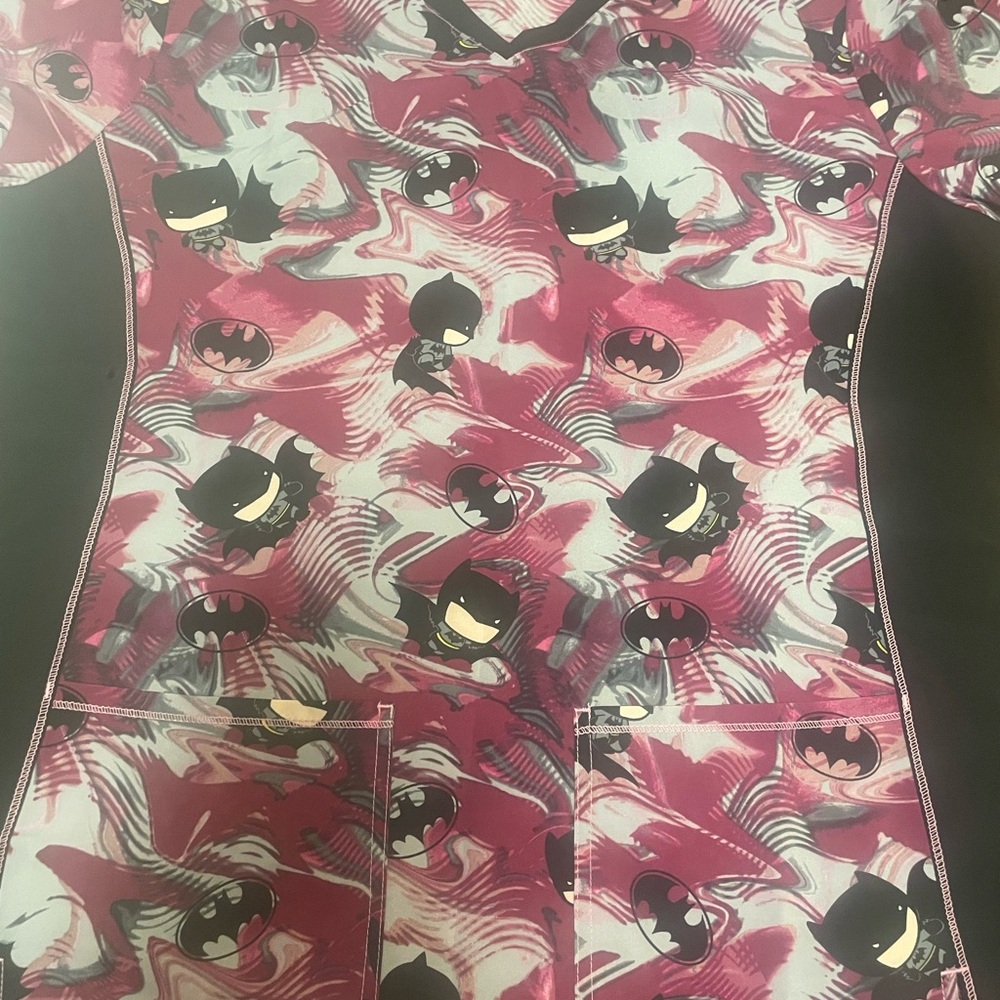 Pink and Black Cartoon Print Top